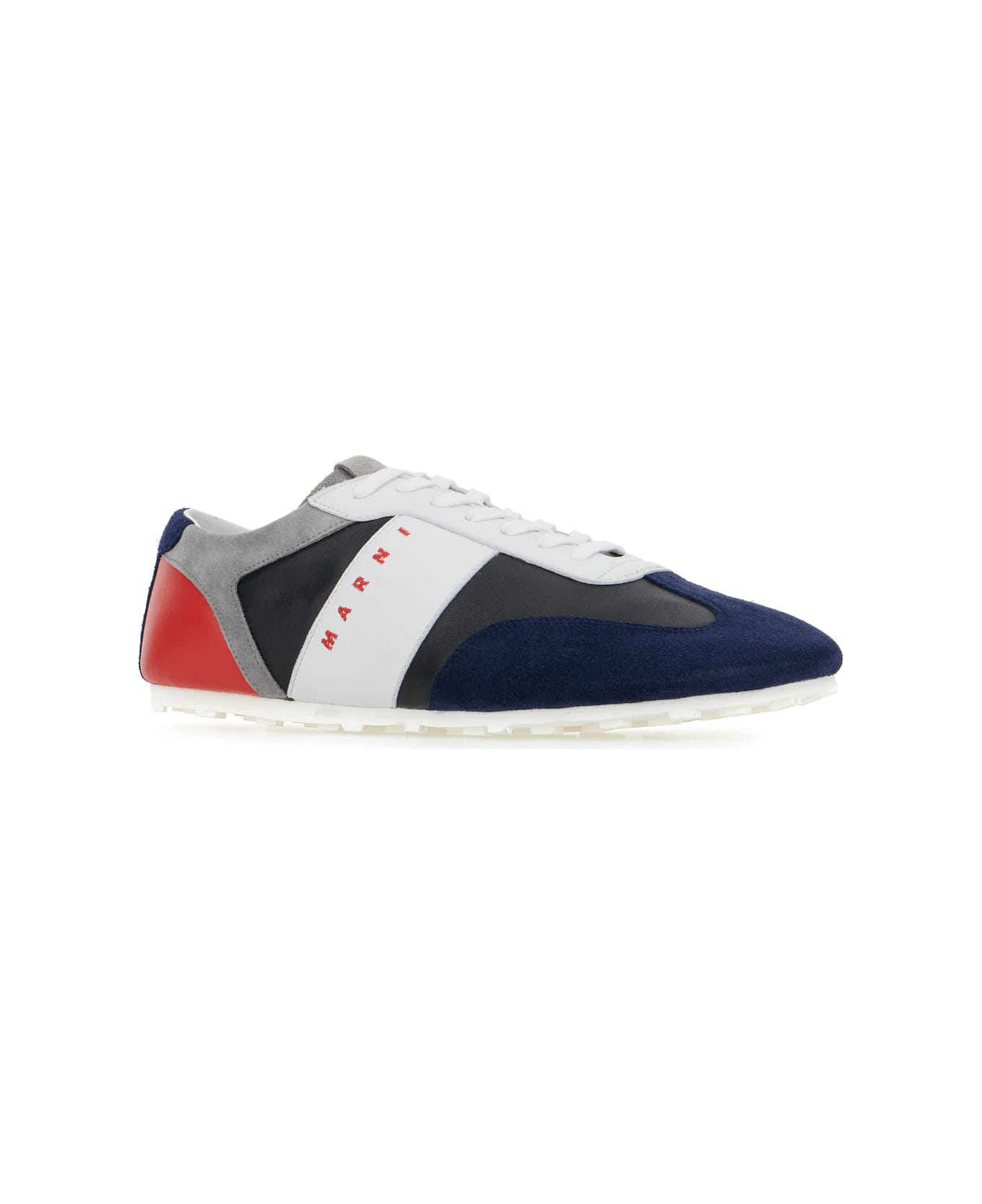 Marni Multicolor Suede And Leather Sneakers - BLUE/BLACK