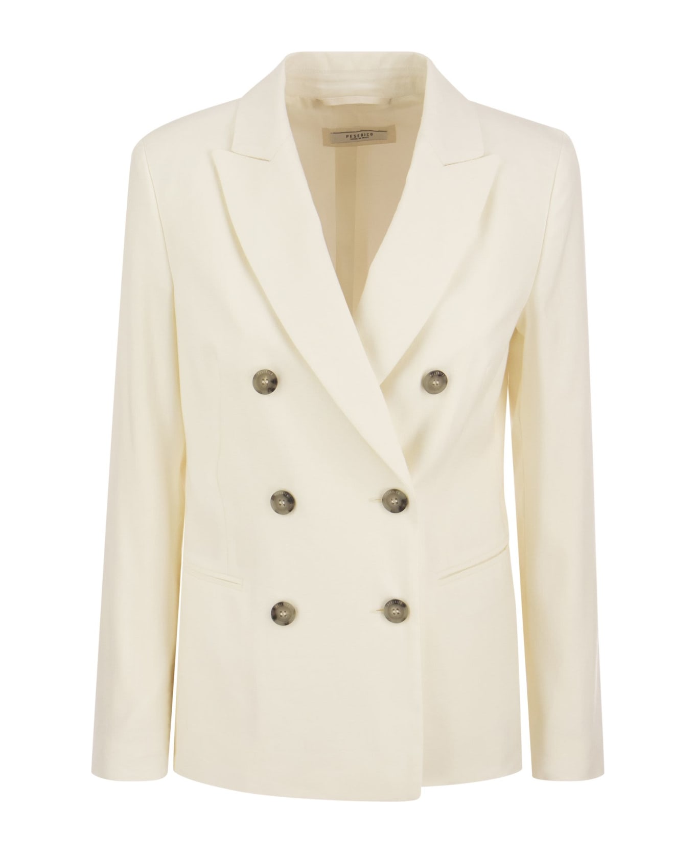 Peserico Wool And Linen Canvas Double-breasted Blazer - Ivory