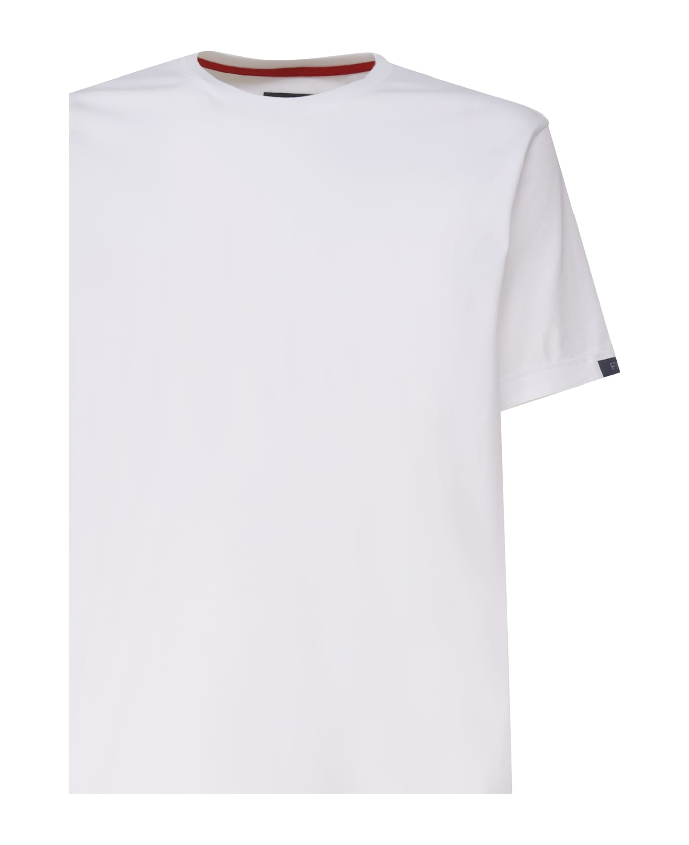 Fay Cotton T-shirt With Contrasting Color Collar - White