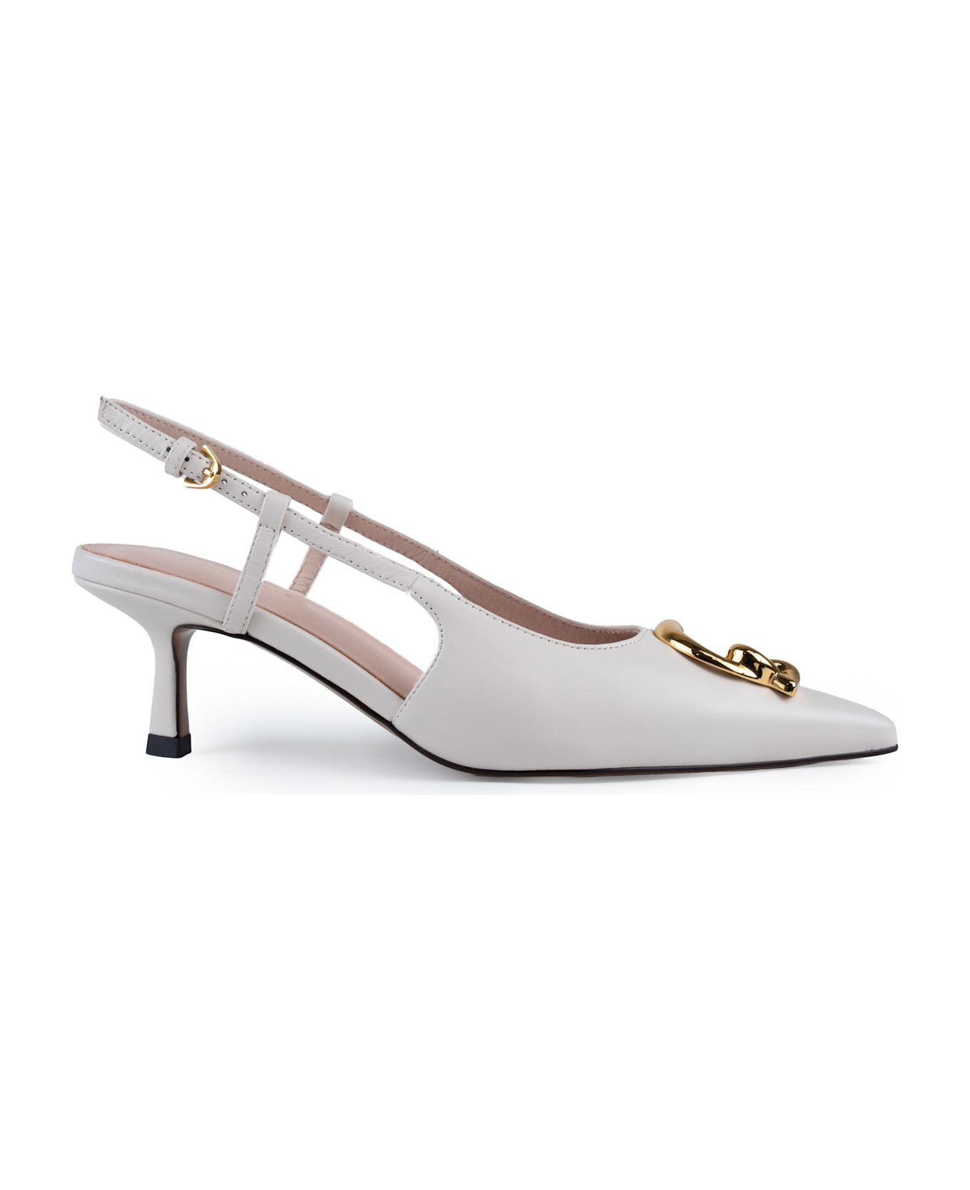 Coccinelle C-me Smooth Slingback Shoes In Leather - Blanco