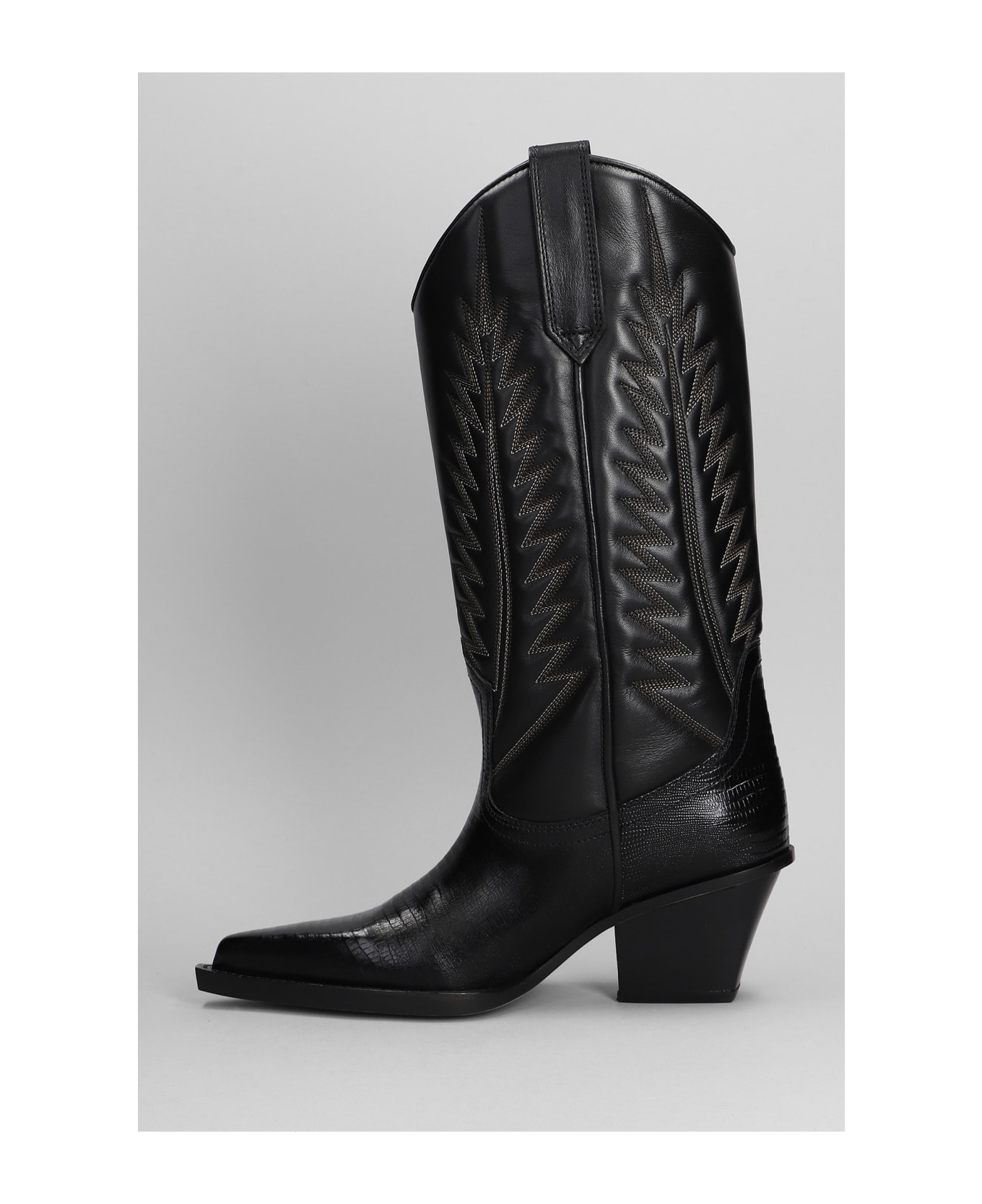 Paris Texas Texan Boots In Black Leather - black