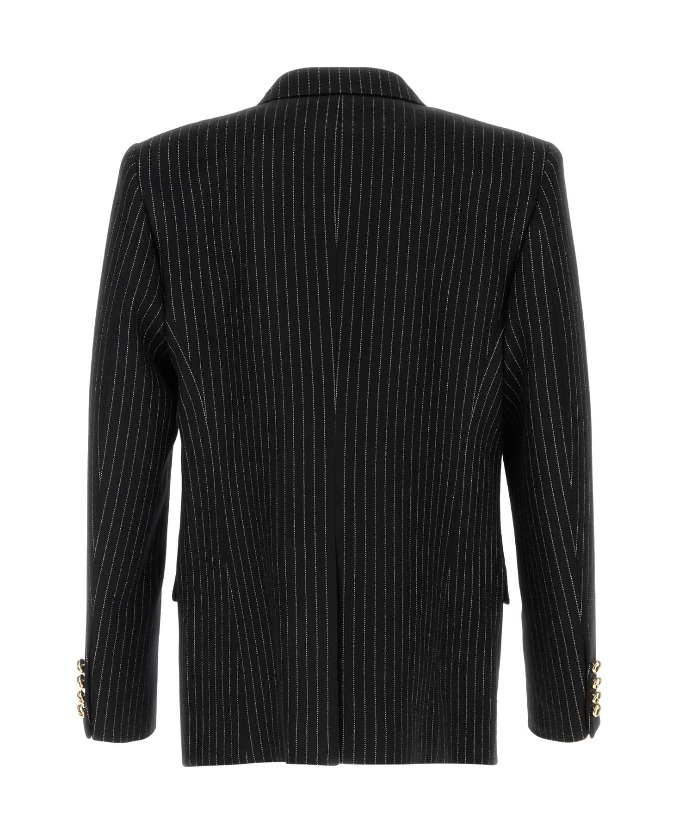 Valentino Garavani Embroidered Wool Blend Blazer - NEROBIANCO