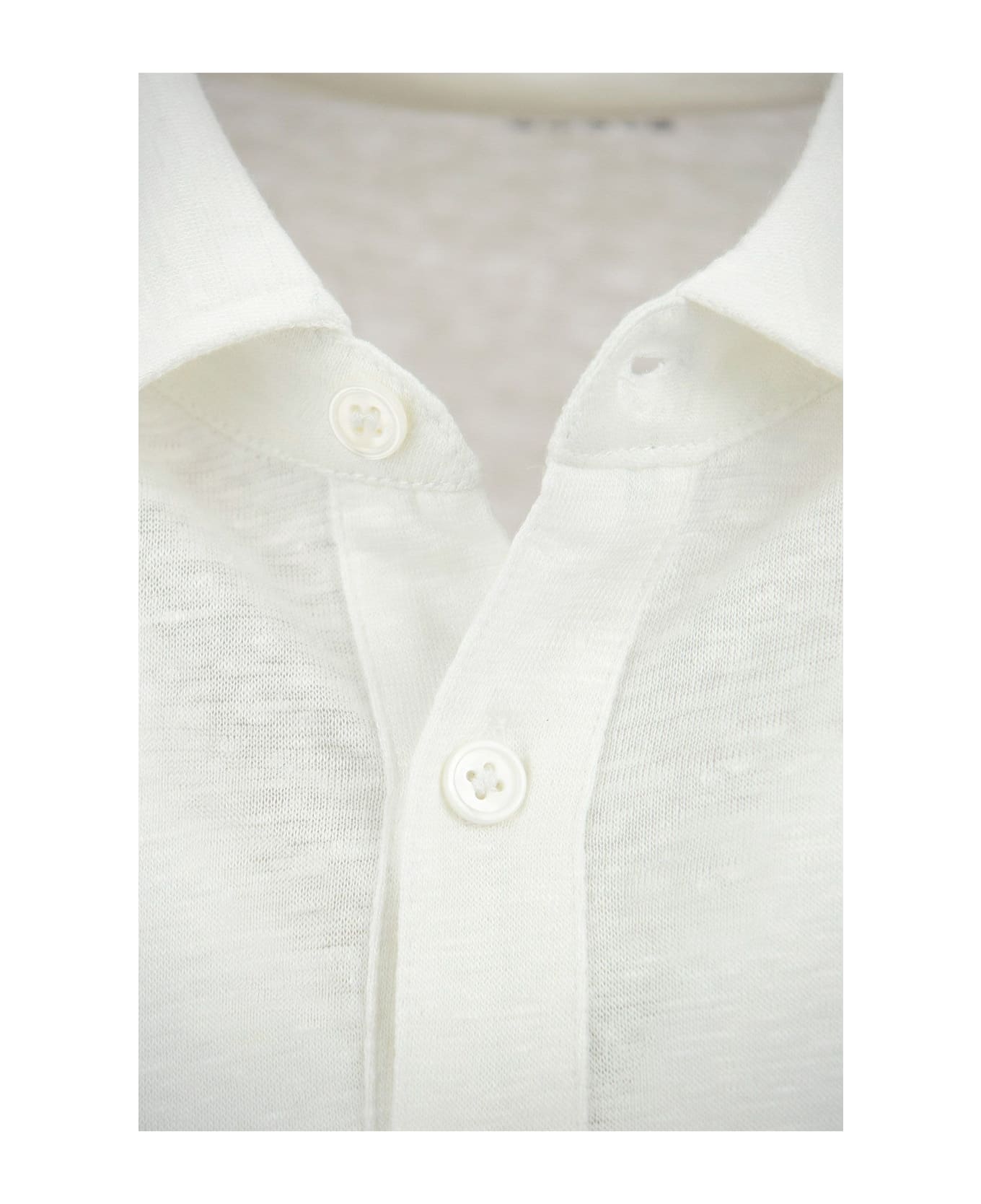 Majestic Filatures Linen Polo Shirt With Short Sleeves - White