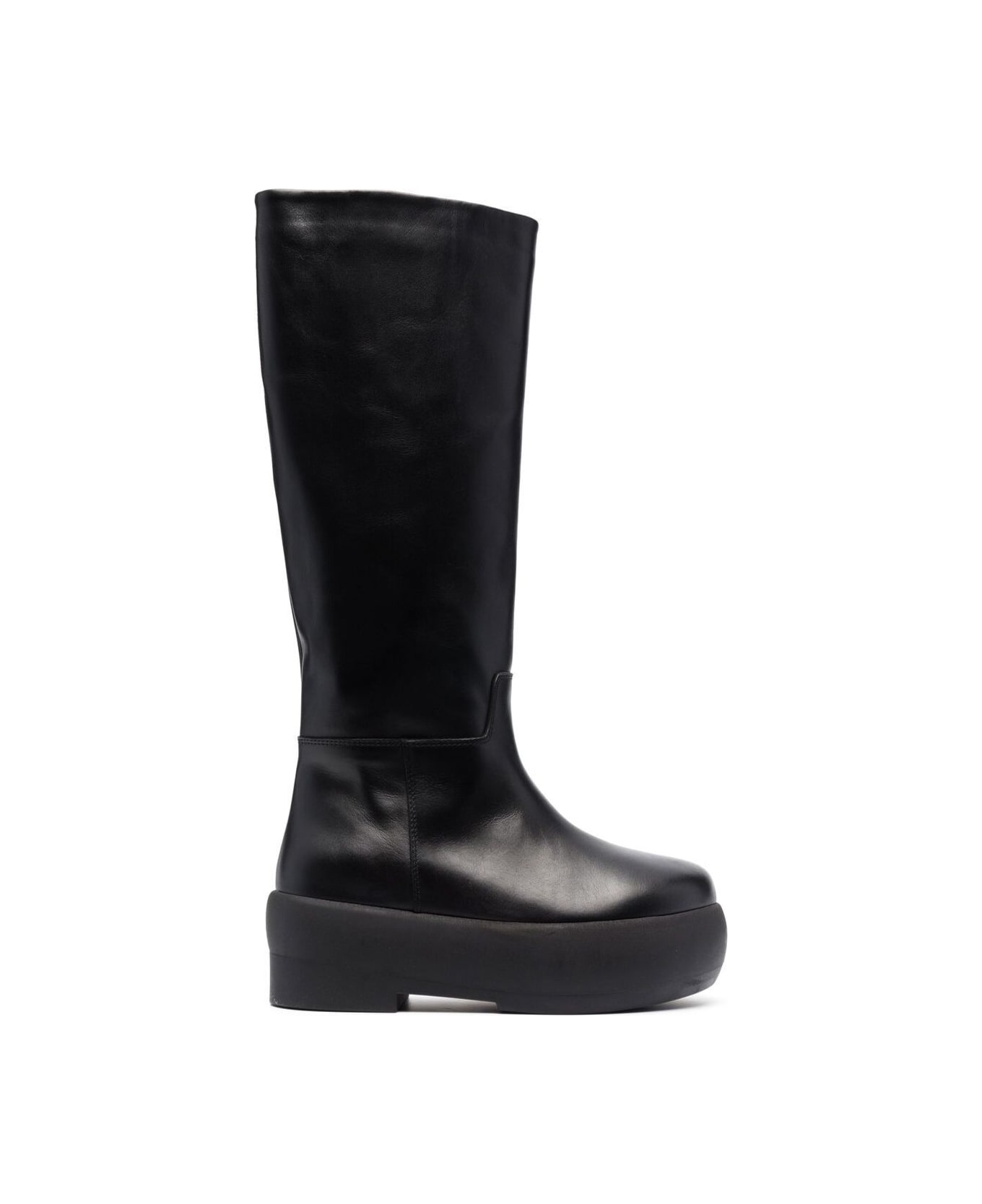 GIA BORGHINI Black Slip-on Boots With Platform In Smooth Leather Woman - Black