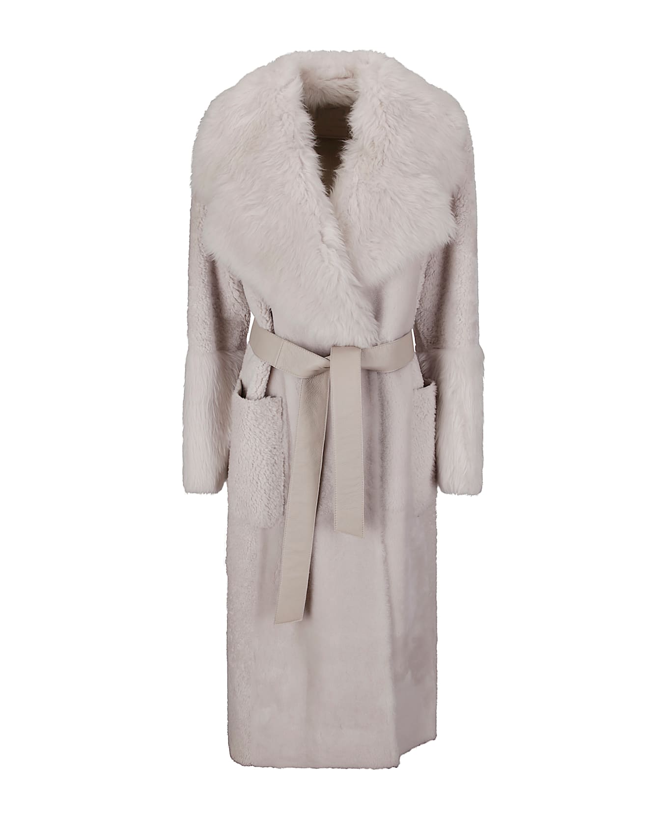 Desa 1972 Shearling Robe Coat - Alabaster White