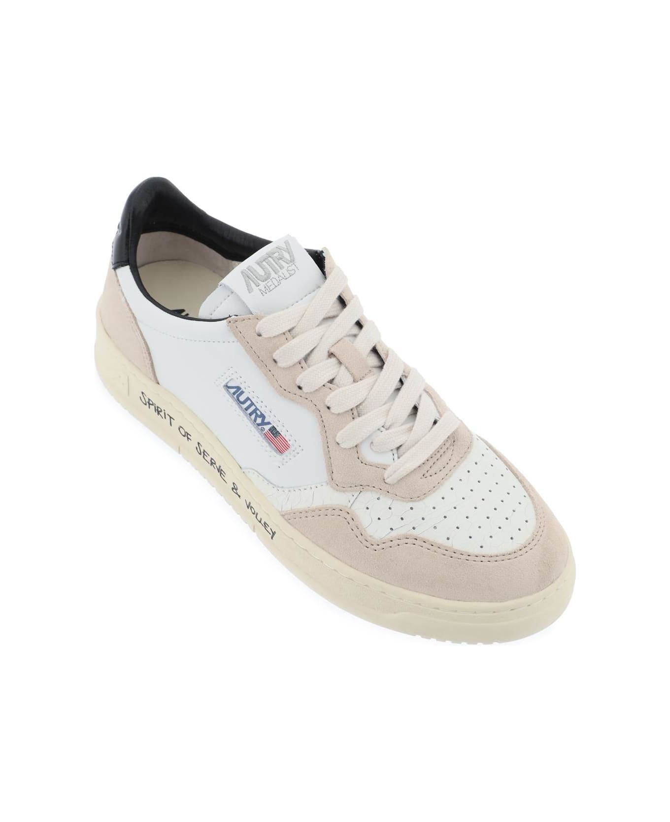 Autry Leather Medalist Low Sneakers - WHT SND BLK (Beige)