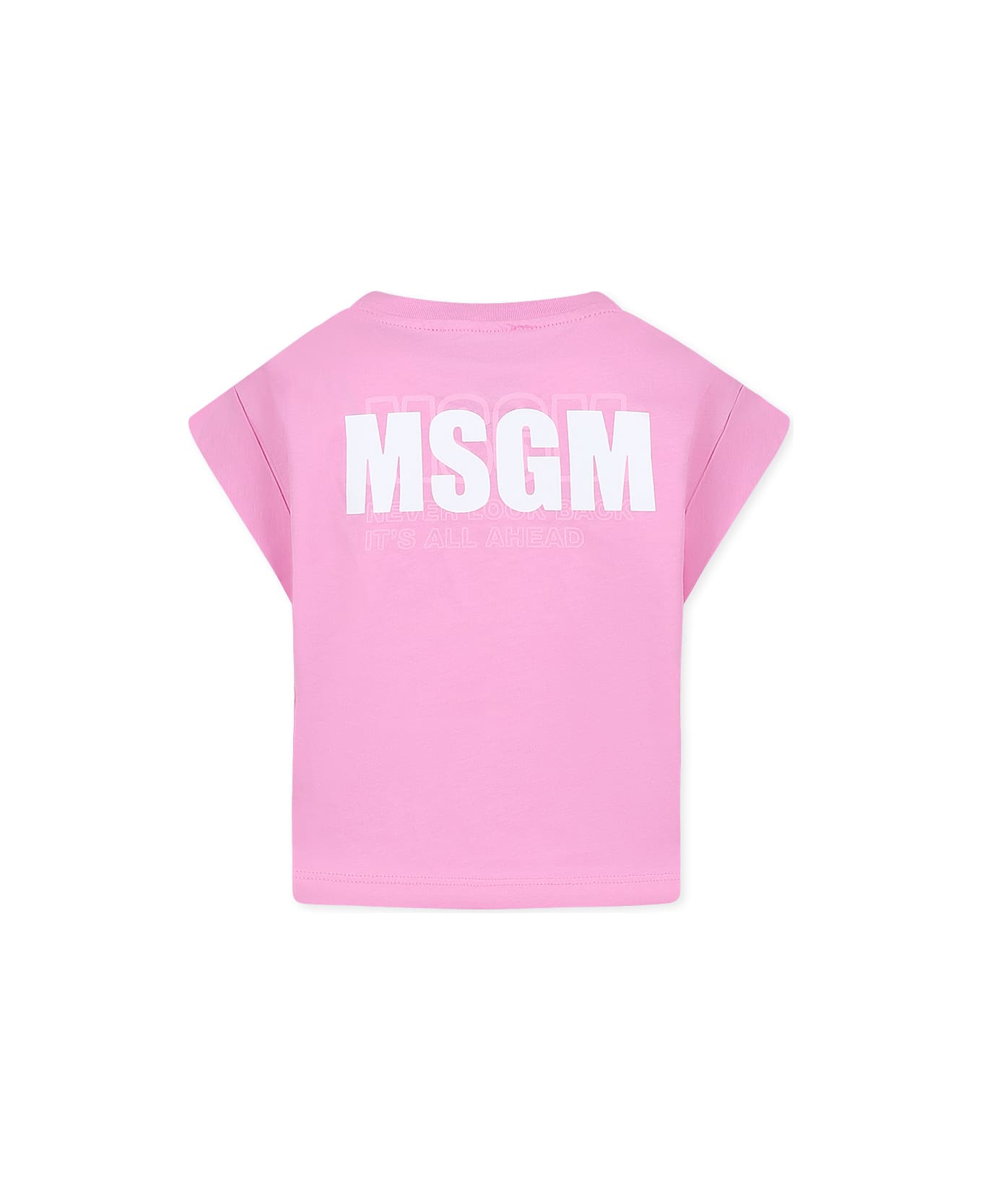 MSGM Pink T-shirt For Girl With Logo - Pink