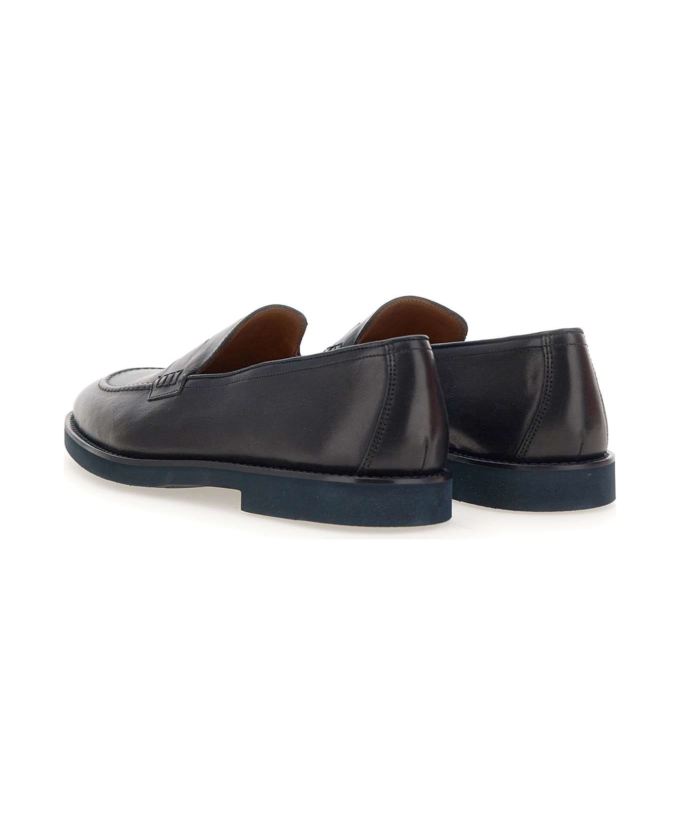 Doucal's "harley" Leather Moccasins - BLUE