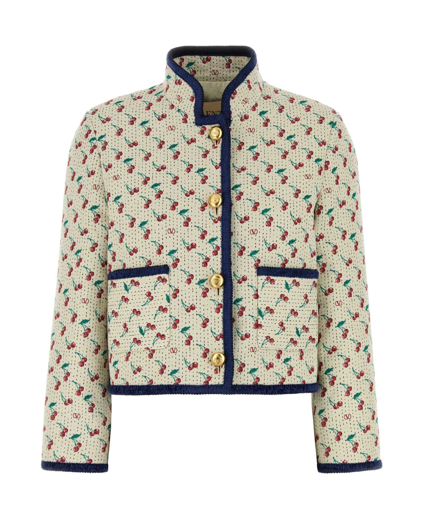 Valentino Garavani Embroidered Jacquard Jacket - BETULLACHERRYNAVY