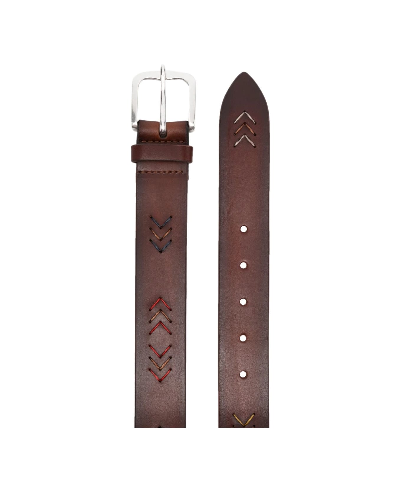 Orciani Brown Gaucho Bull Belt With Arrows Motif - Brown