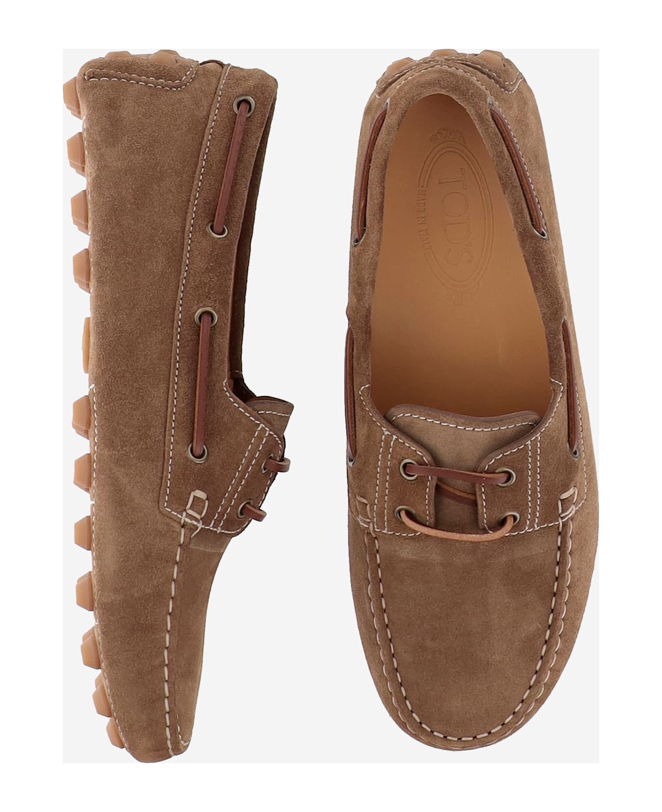 Tod
s Light Walnut Leather Driving Moccasin - Beige