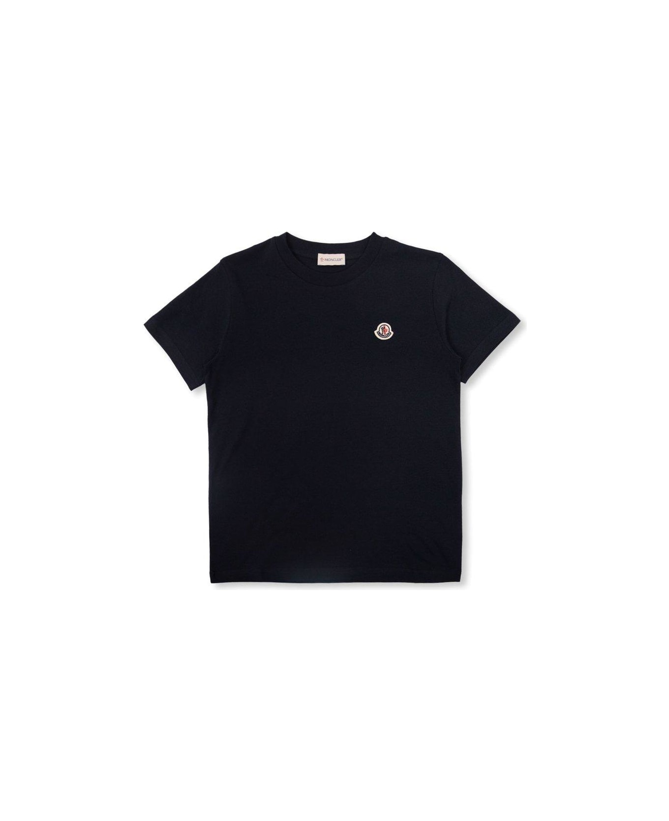 Moncler Logo Patch Crewneck Cropped T-shirt - Blu Tシャツ＆ポロシャツ