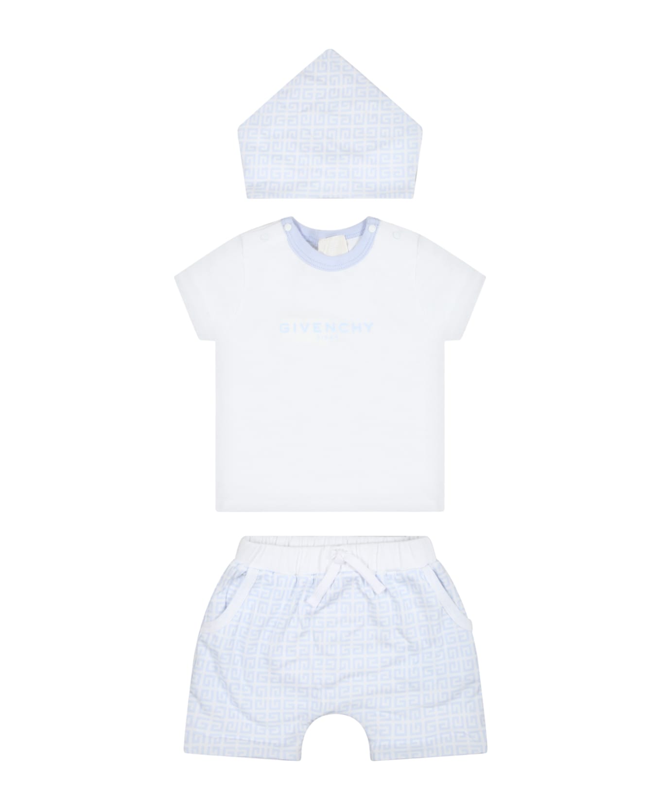 Givenchy Multicolor Set For Baby Boy With Logo - Light Blue ボトムス