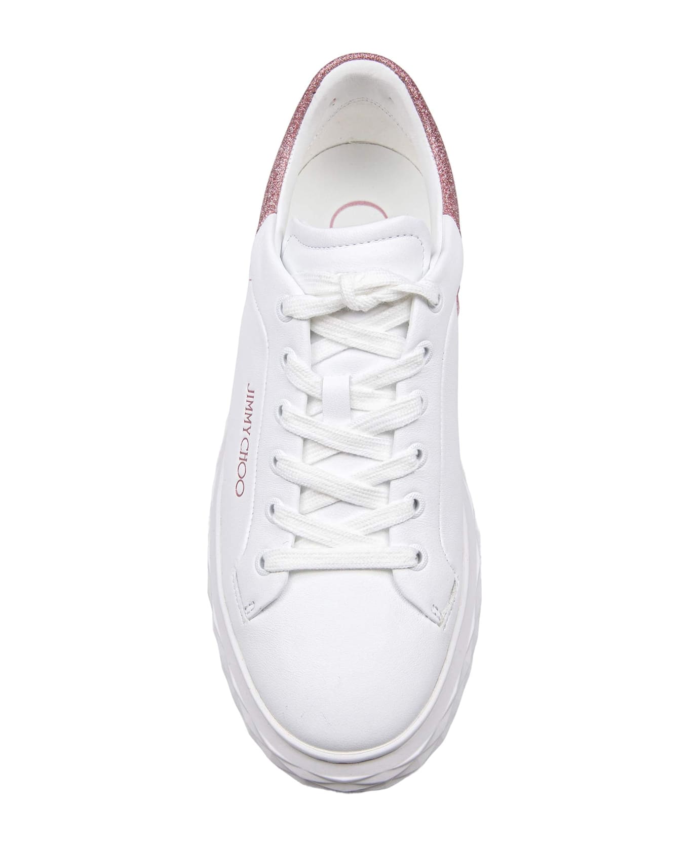 Jimmy Choo White Leather Sneakers With Glitter Degrade
 - White/Rose