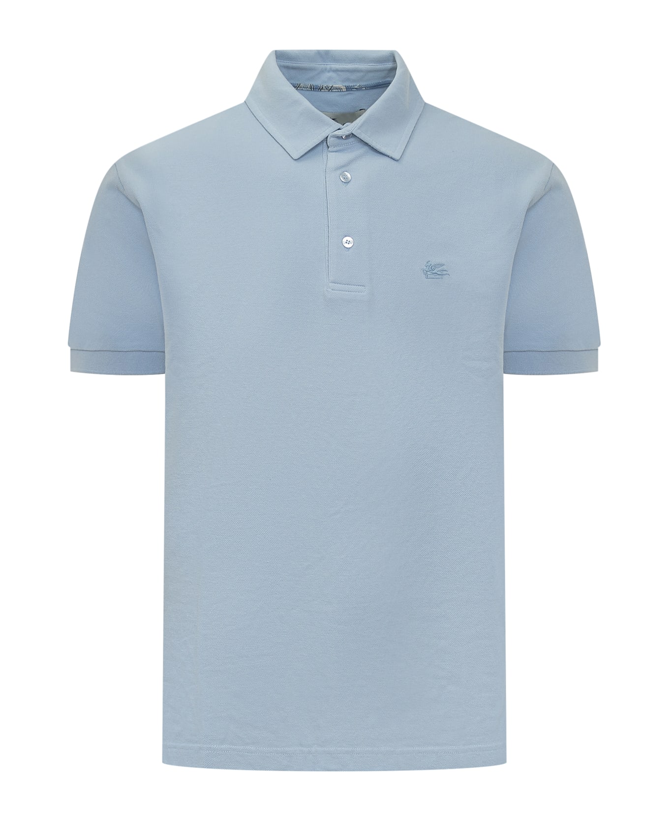 Etro Light Blue Cotton Polo Shirt - CELESTE CHIARO