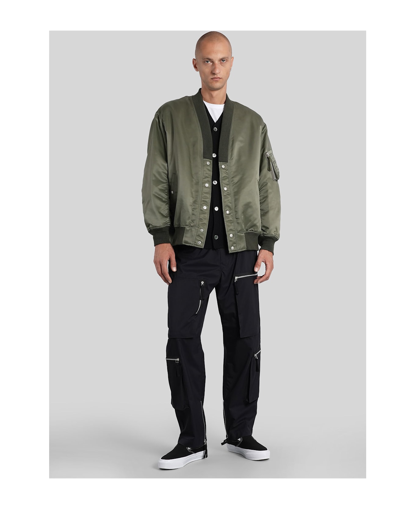 Comme des Garçons Homme Bomber Jacket In Green Nylon - green
