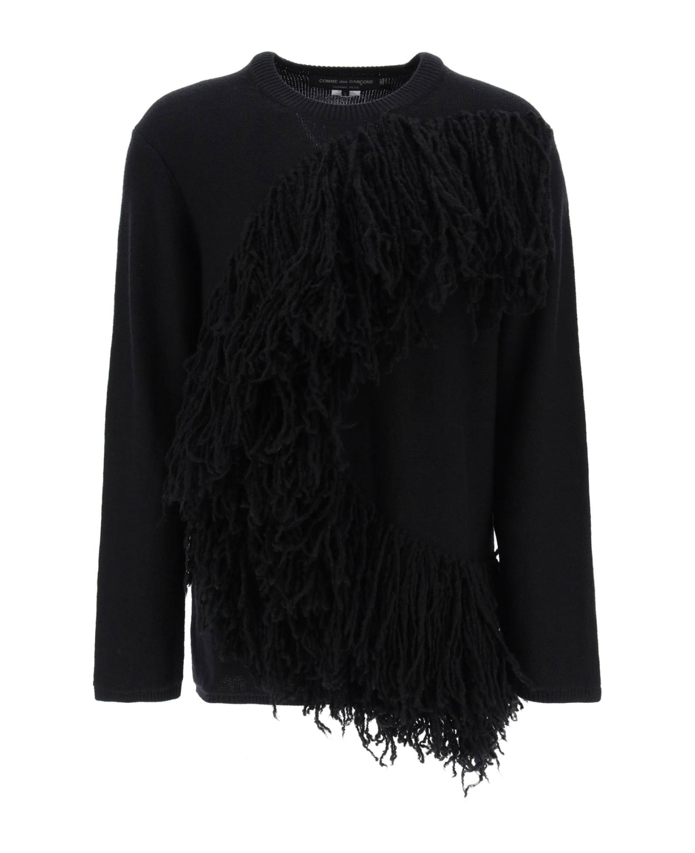 Comme Des Garçons Homme Plus Wool Sweater With Fringes - BLACK BLACK (Black)