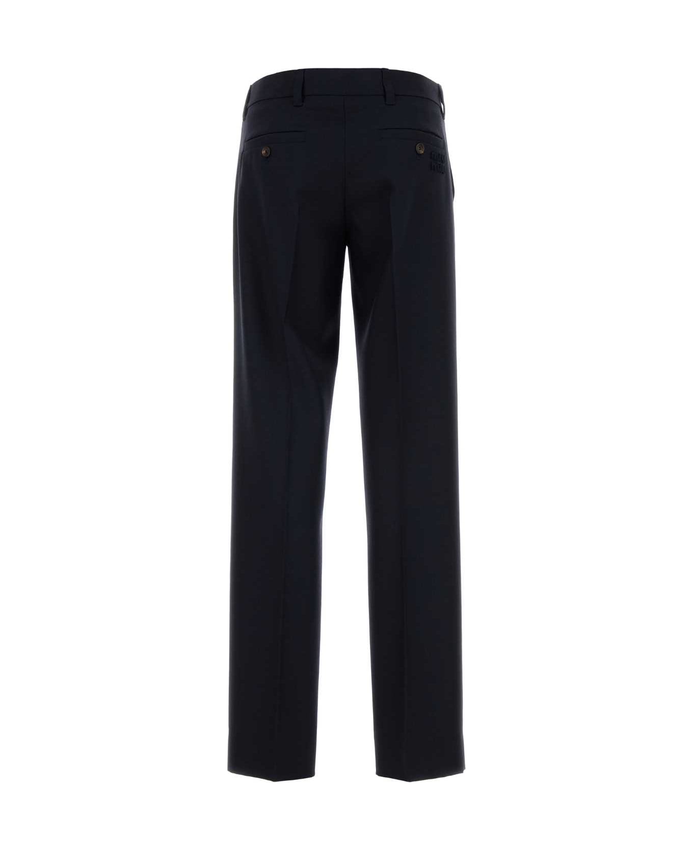 Miu Miu Navy Blue Gabardine Pant - NAVY