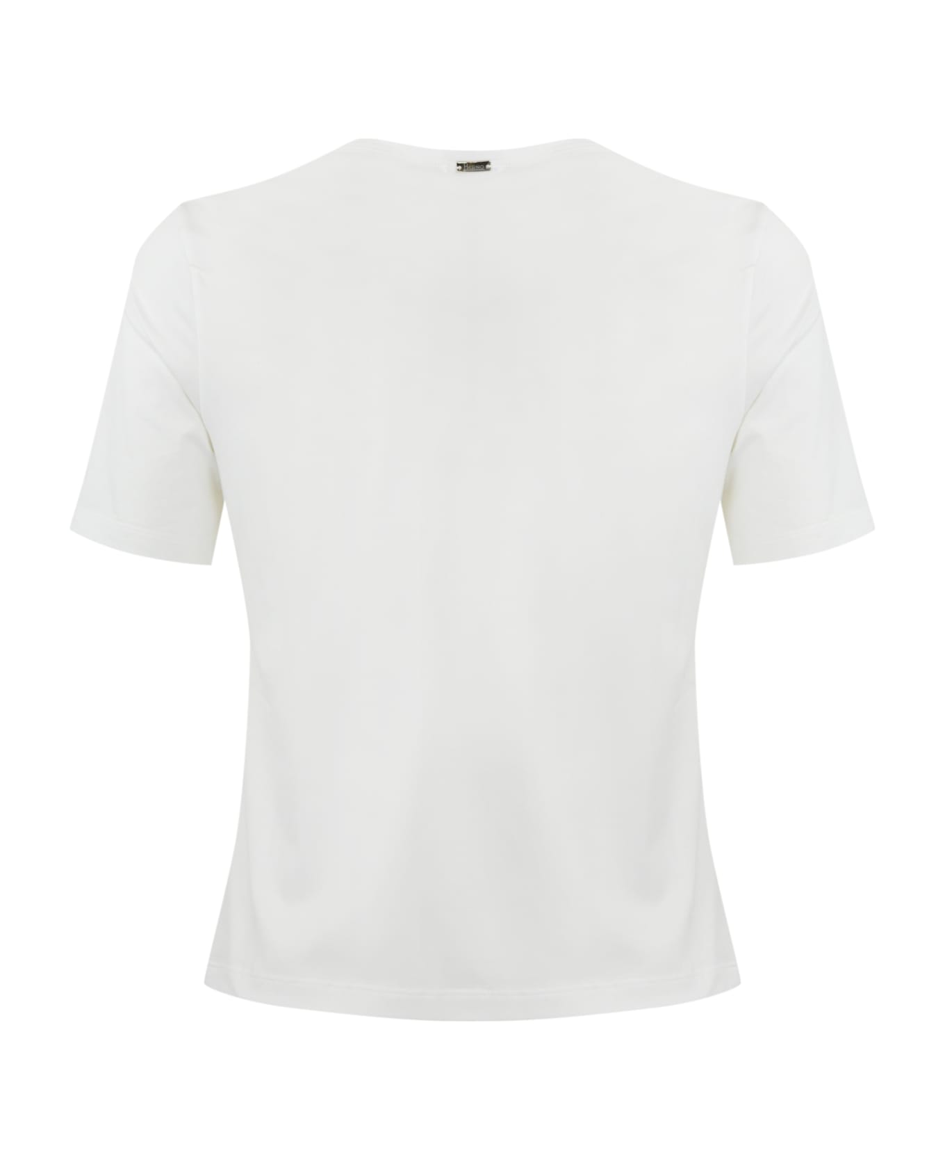 Herno Cotton T-shirt With Silk Scarf - Bianco/verde