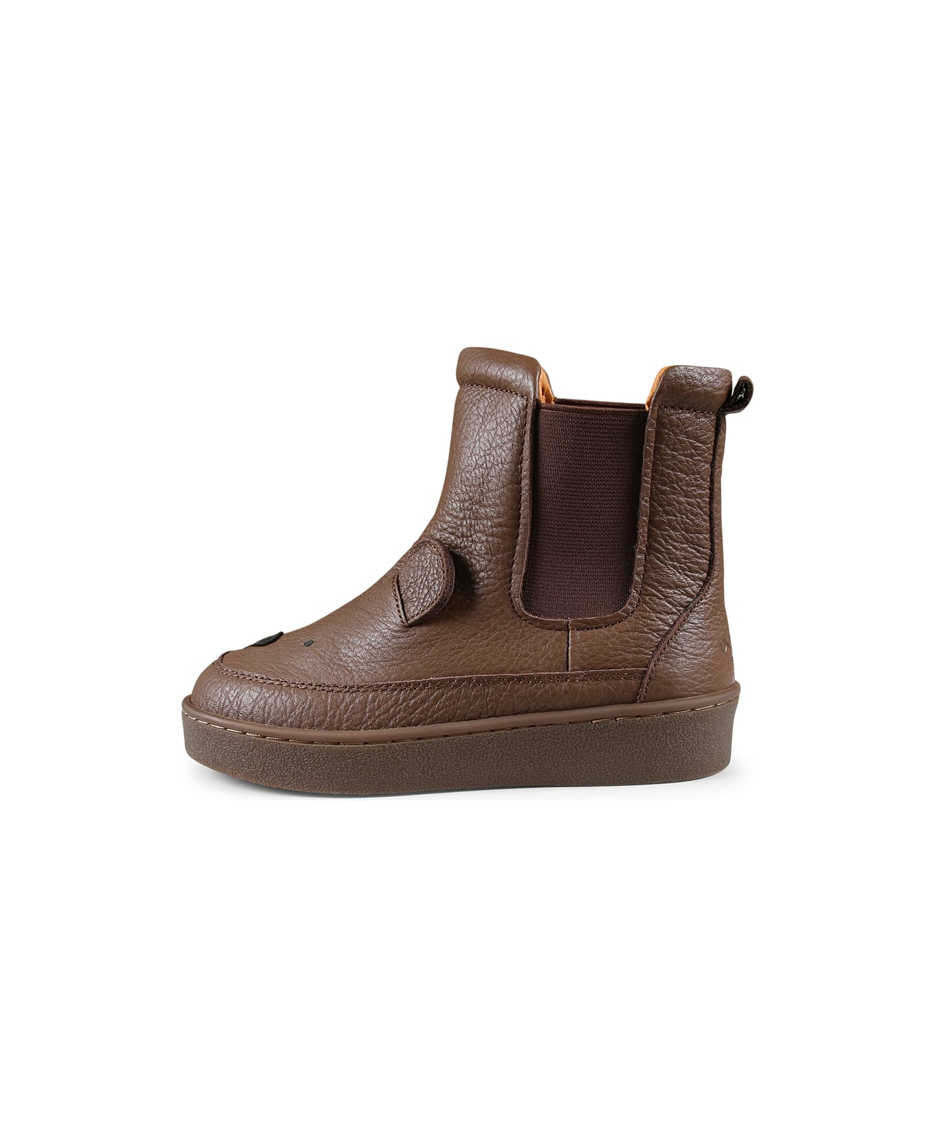 Donsje Brown Ankle Boots For Kids With Bear - Brown