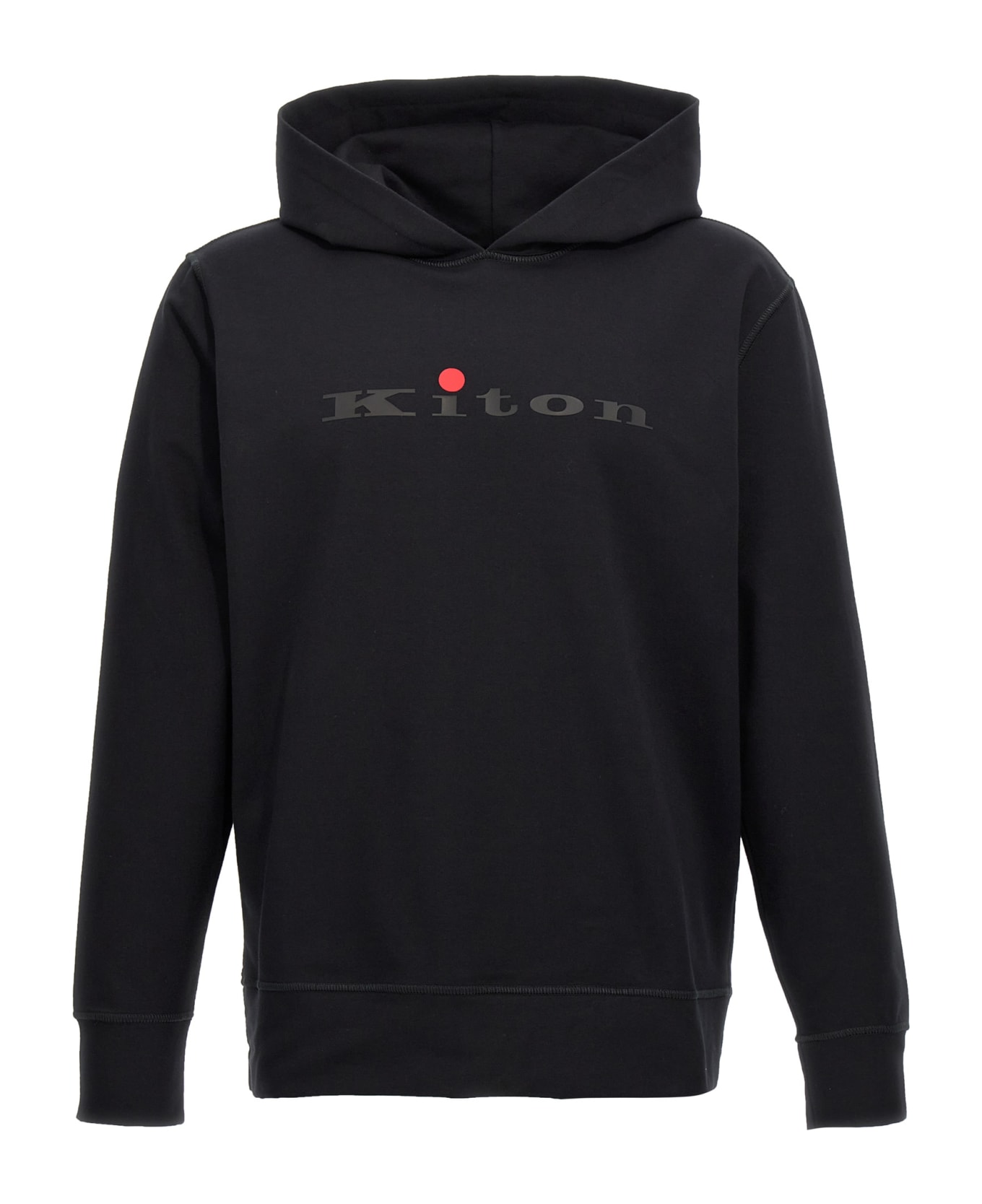 Kiton Logo Print Hoodie - Black   フリース