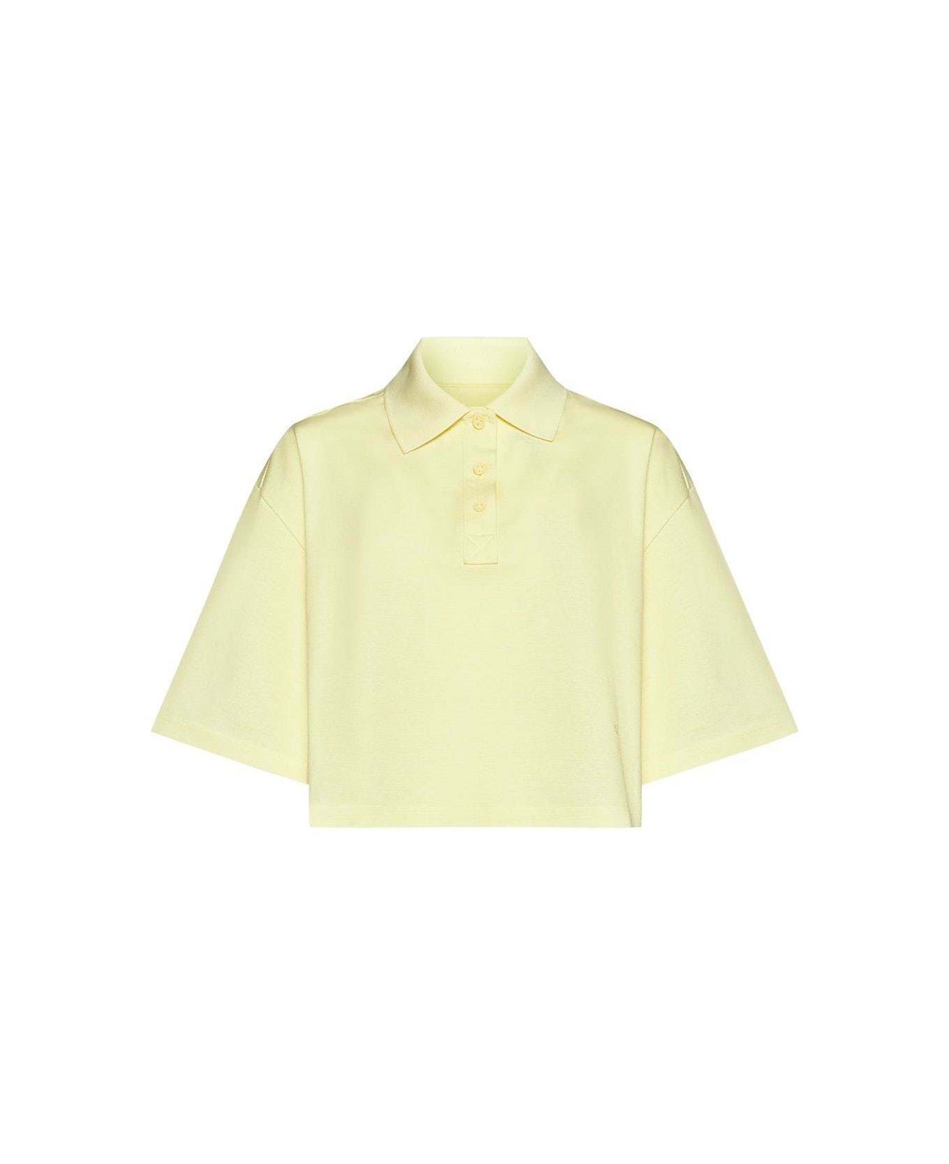 Bottega Veneta Collared Short-sleeve Cropped Polo Shirt - Pineapple ポロシャツ