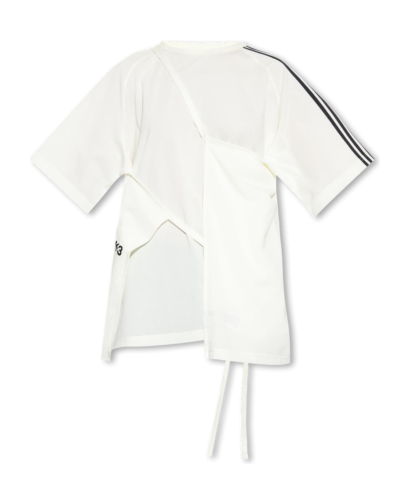 Y-3 T-shirt With Tie Detail - White Tシャツ