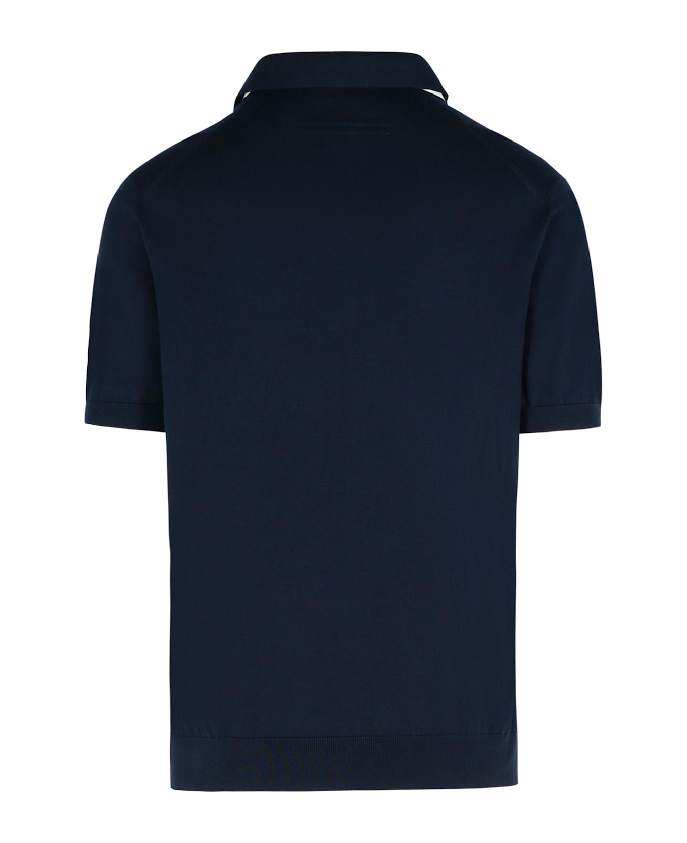 Zegna Polo Shirt In Blue Cotton - Blue