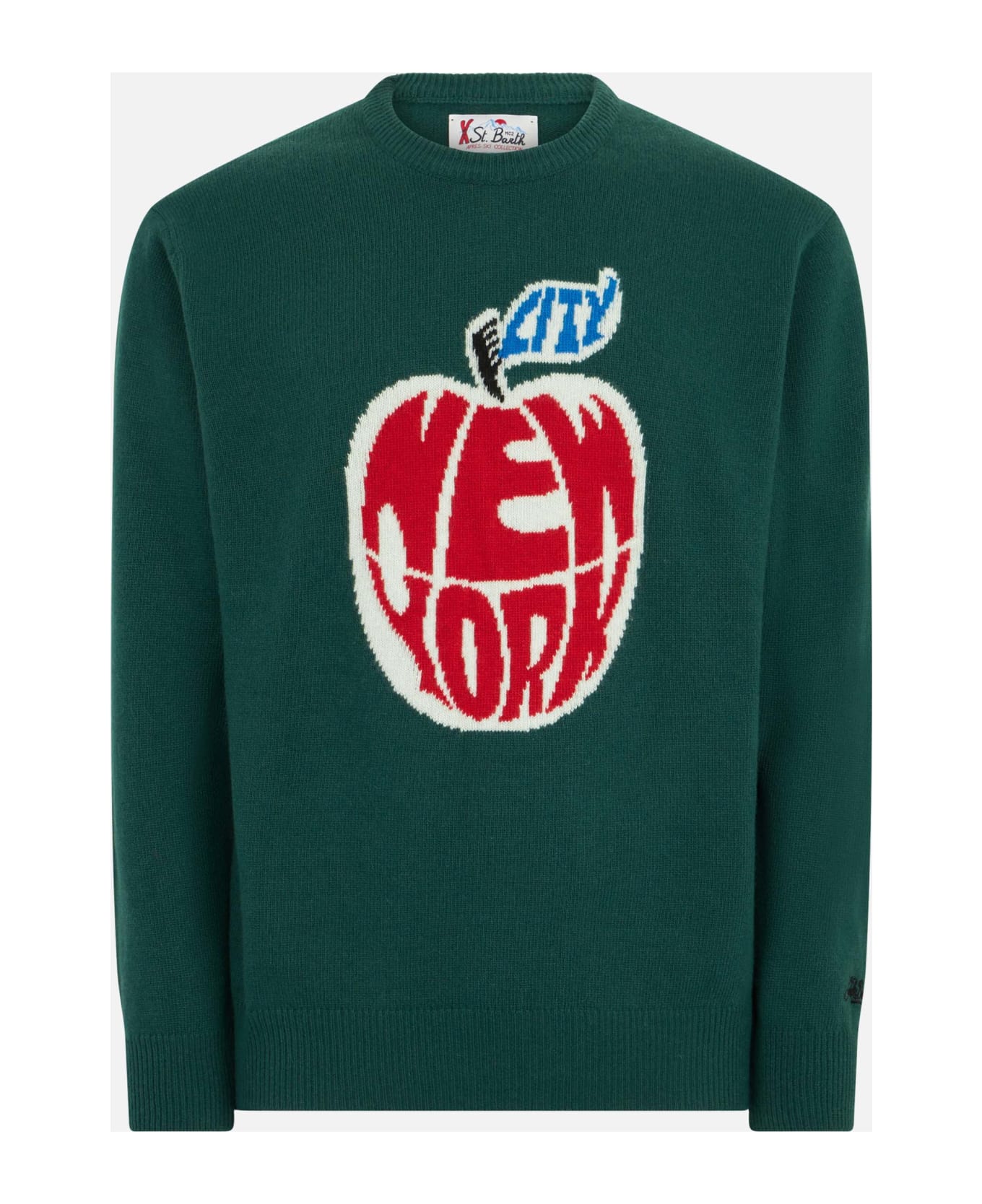 MC2 Saint Barth Man Sweater With New York Apple Jacquard - GREEN