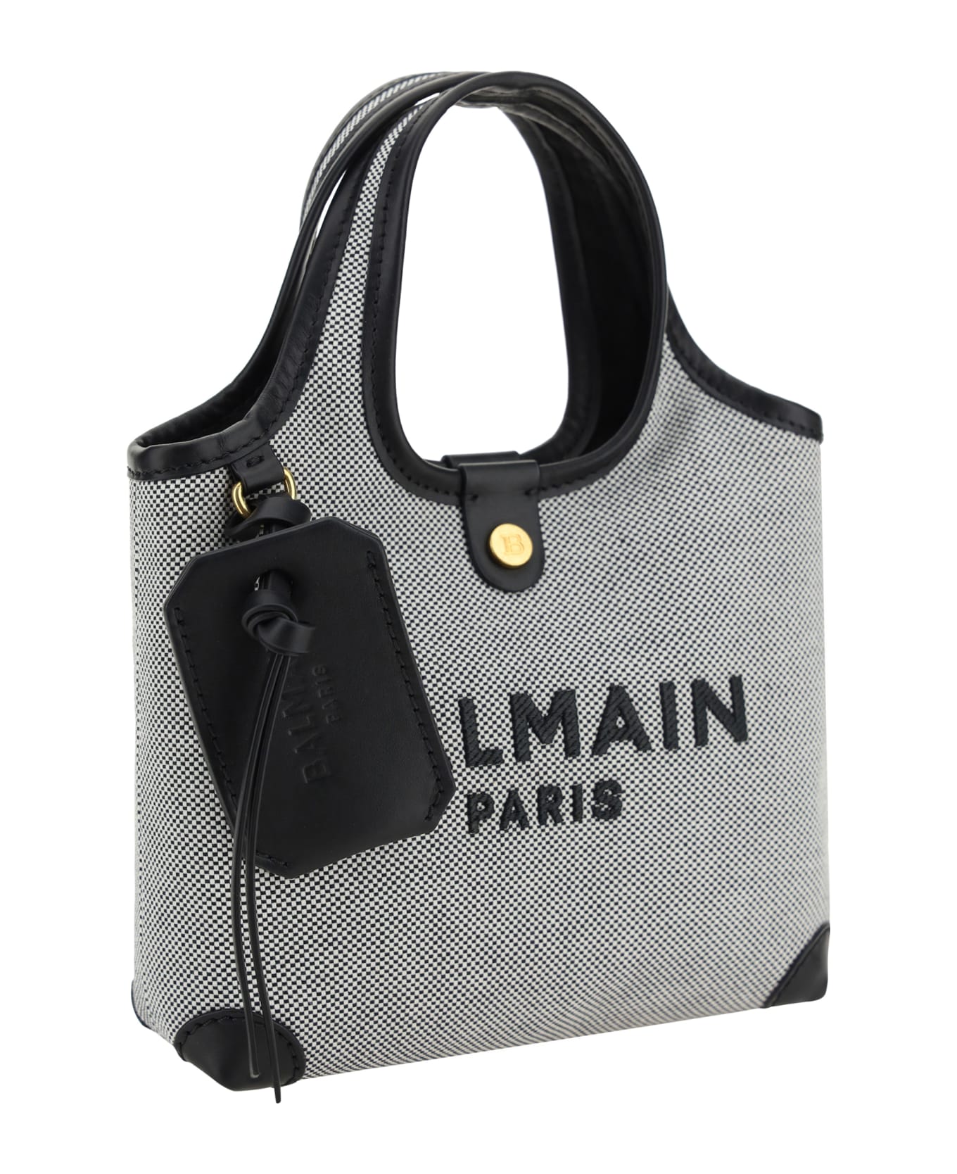 Balmain Mini Grocery Handbag - Eab Noir/blanc トートバッグ