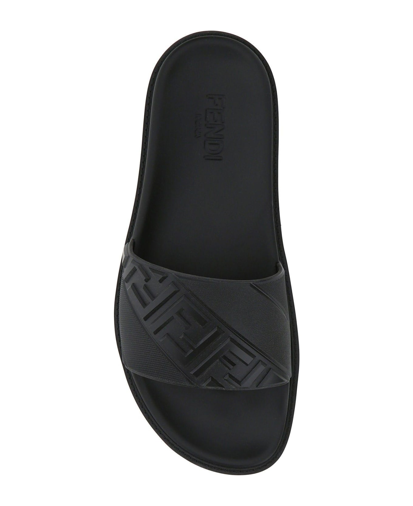 Fendi Black Rubber Slippers - Nero