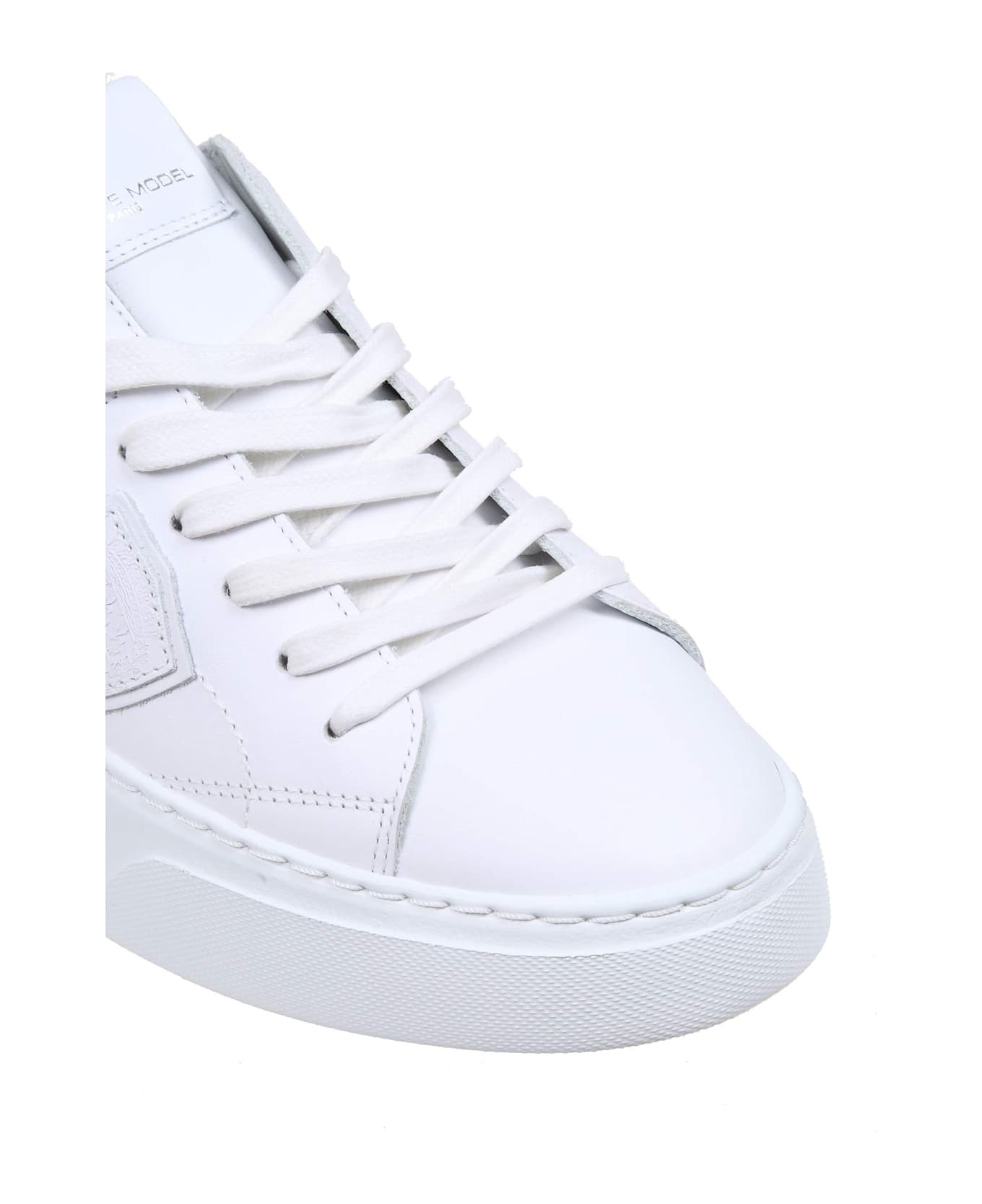 Philippe Model Temple Low Sneakers In White Leather - WHITE