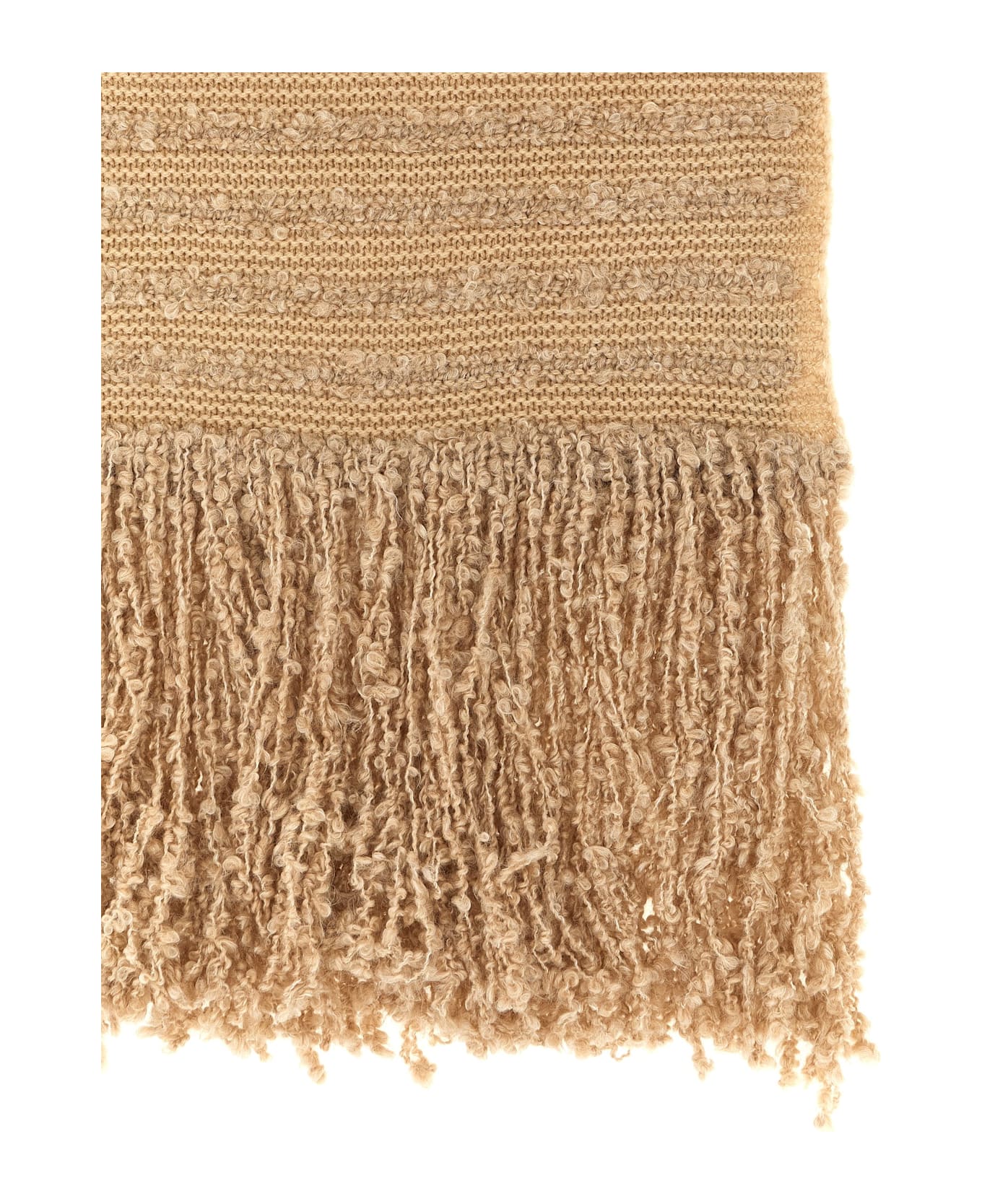 Fabiana Filippi Bouclé Fringed Scarf - Beige