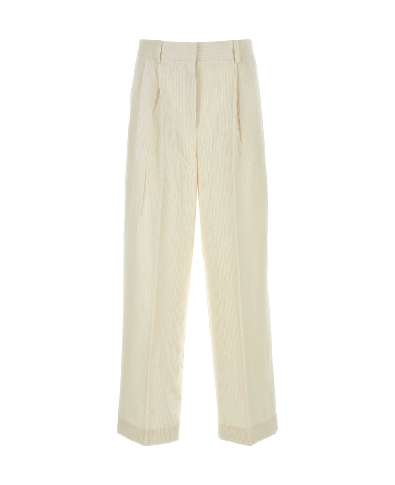 Totême Ivory Silk Blend Pant - MERINGUE