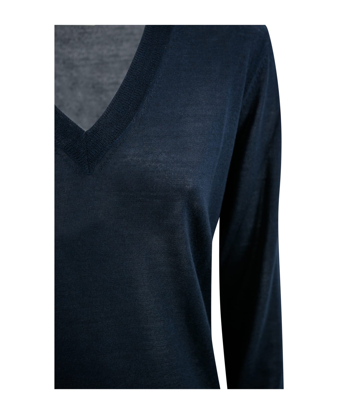 Parosh V-neck Fine-knit Jumper - Blue ニットウェア