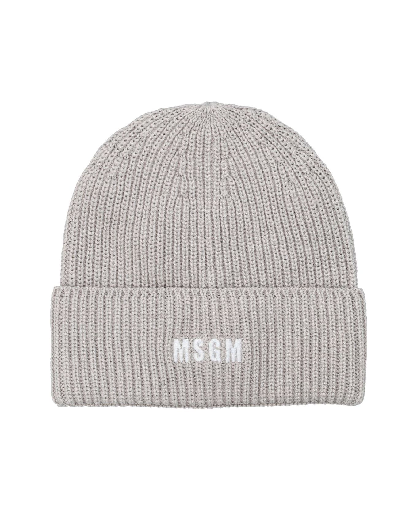 MSGM Logo Embroidered Knitted Beanie MSGM