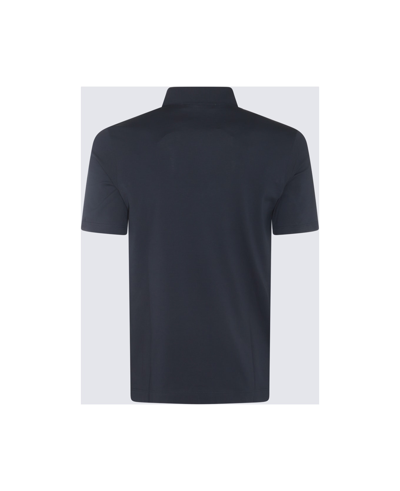 Cruciani Navy Blue Cotton Blend Polo Shirt - Blue