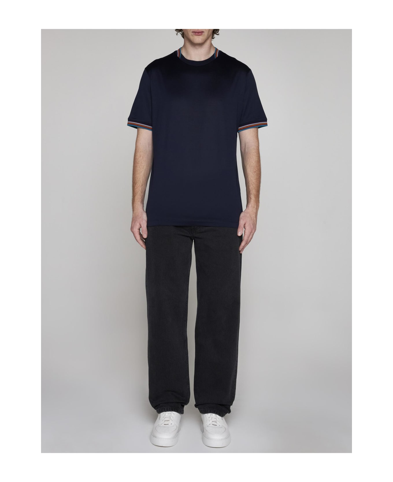 Paul Smith Stripe Detail Cotton T-shirt - NAVY シャツ
