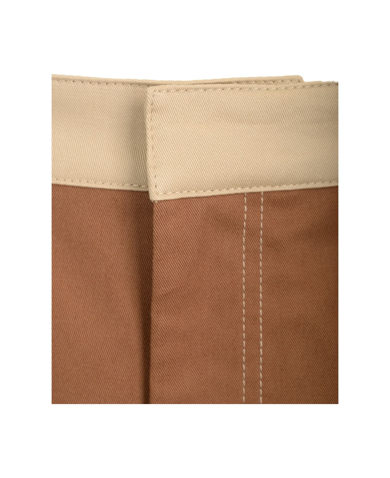 Off-White Cotton Cargo Pants - Brown