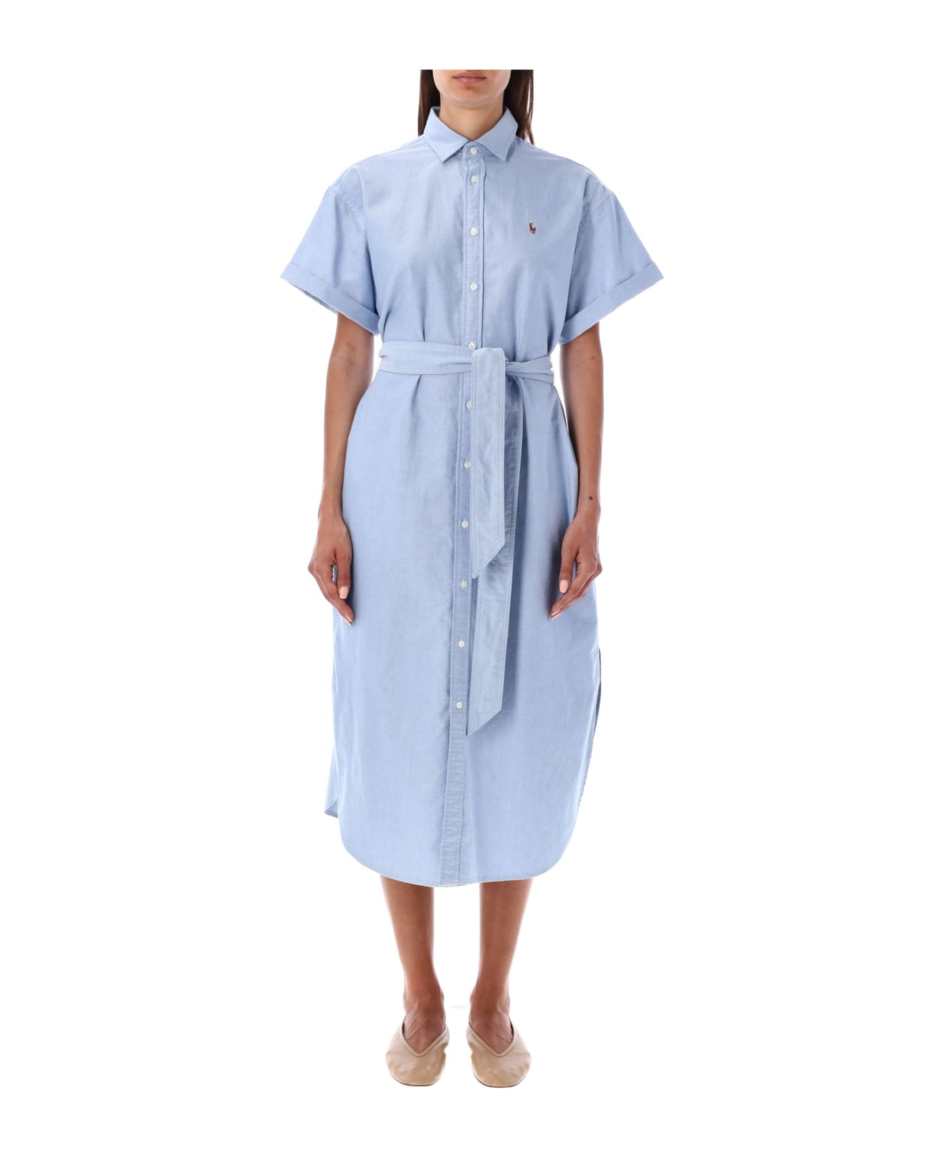 Polo Ralph Lauren Belted Oxford Shirtdress - BSR BLUE LIGHT