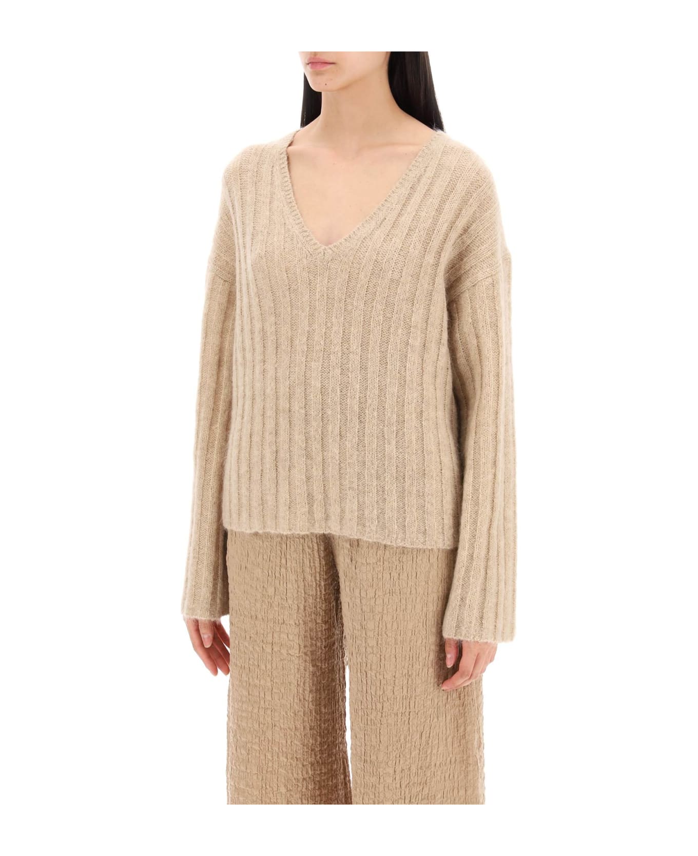 By Malene Birger Cimone Sweater In Flat-ribbed Knit - T Twill Beige