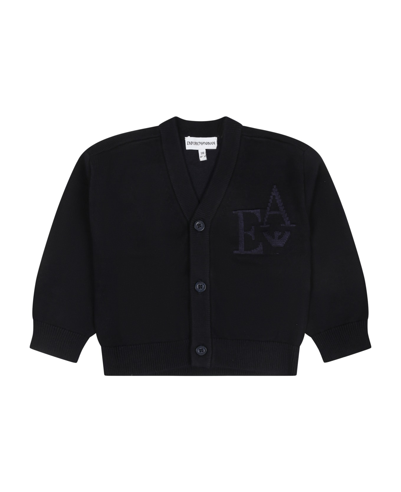 Emporio Armani Blue Cardigan For Baby Boy With Iconic Eagle - Blue