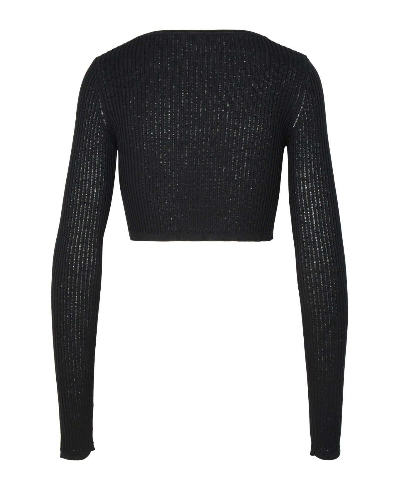 Blumarine Crop Sweater In Black Viscose Blend - Nero
