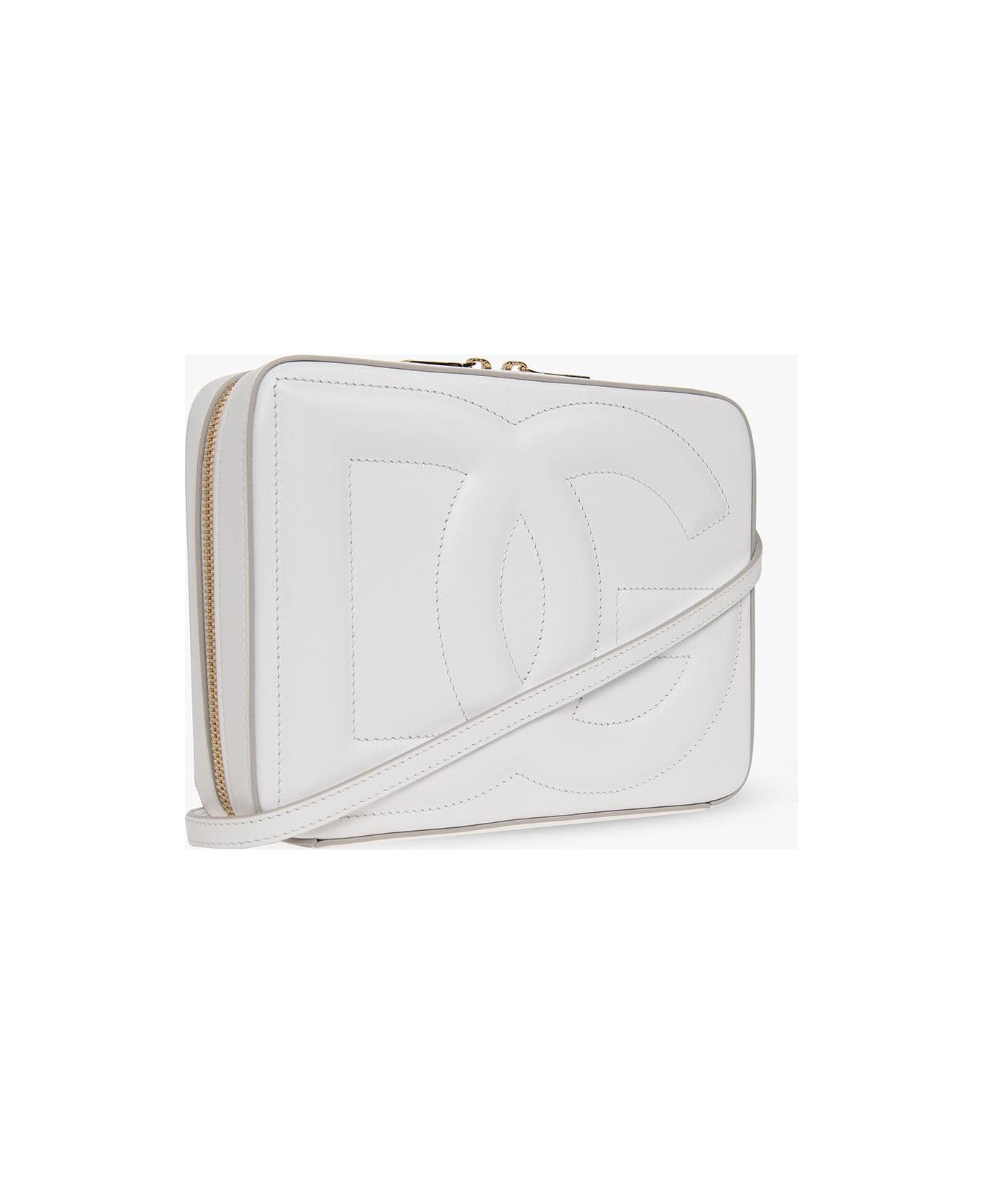 Dolce 
Gabbana Leather Shoulder Bag With Logo - White
