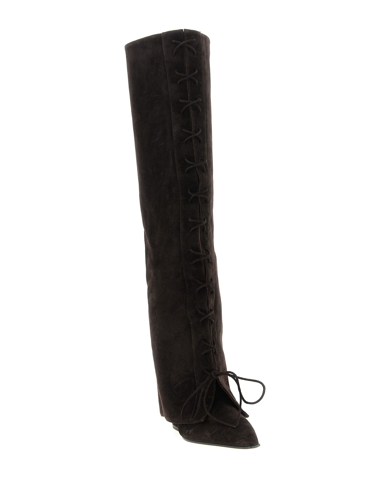 Paris Texas 
jane Fold Over Lace Up
 Boots - Brown
