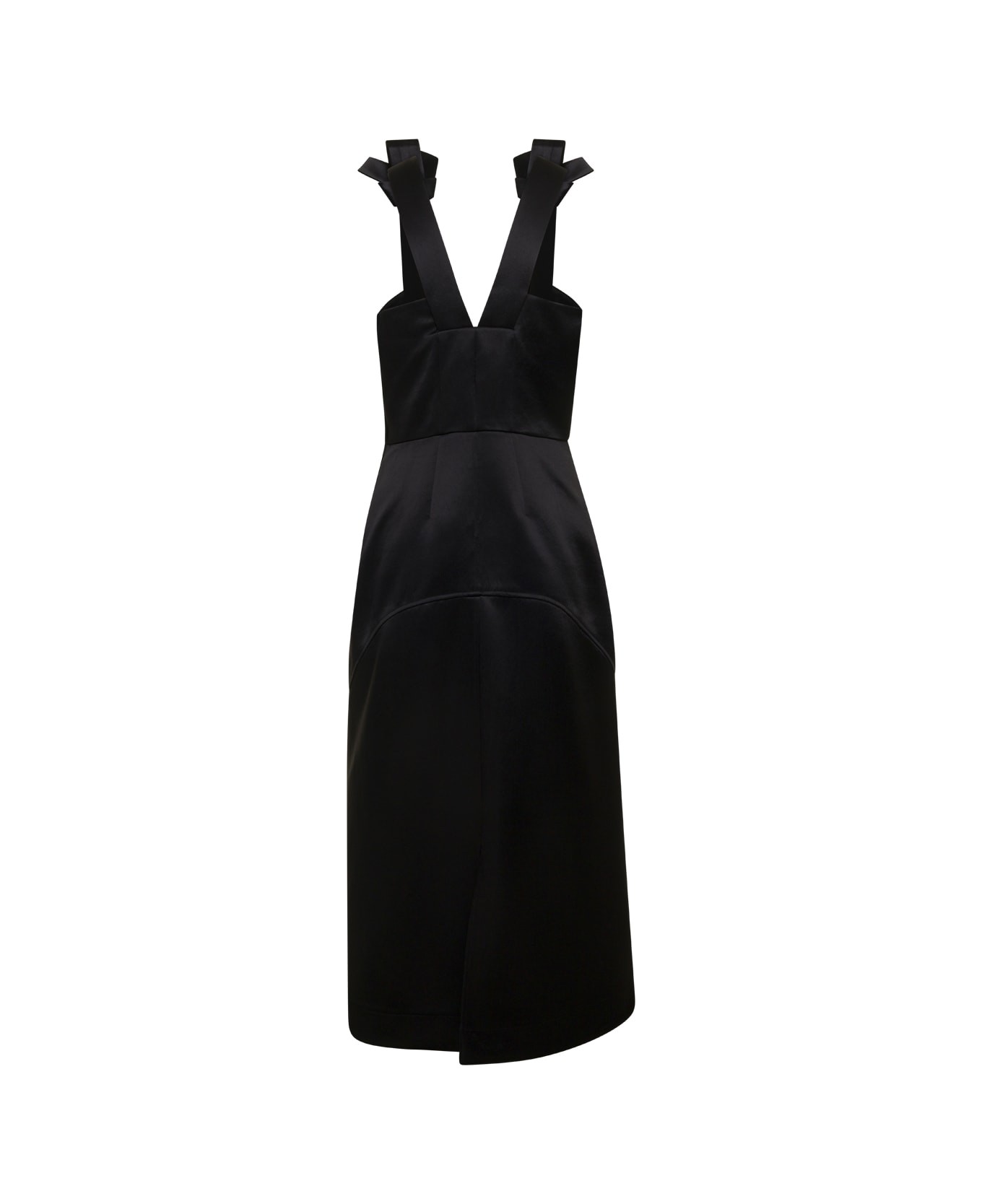 Jil Sander Satin Sleeveless Midi Dress - Black
