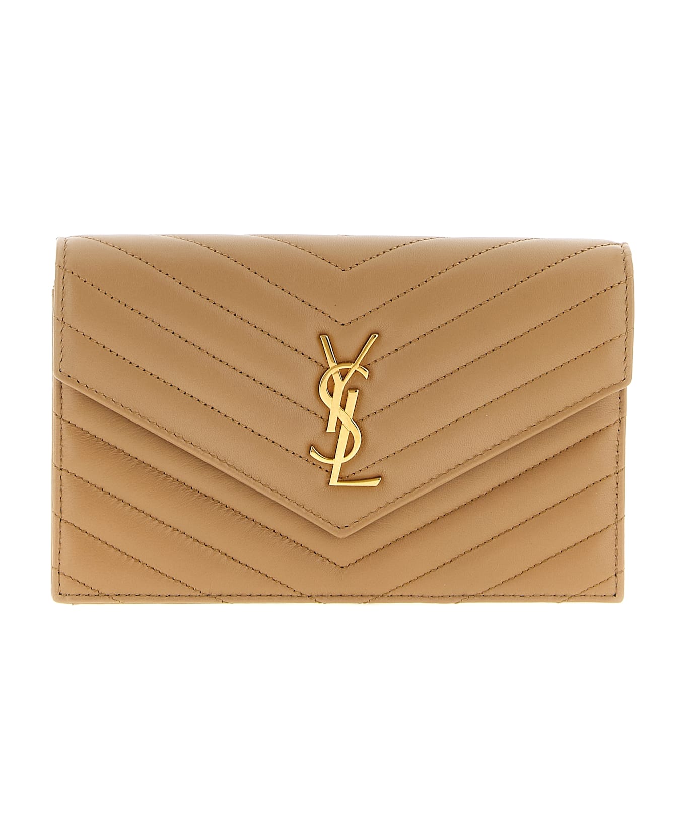 Saint Laurent 
envelope Cassandre
 Wallet On Chain - Natural Tan