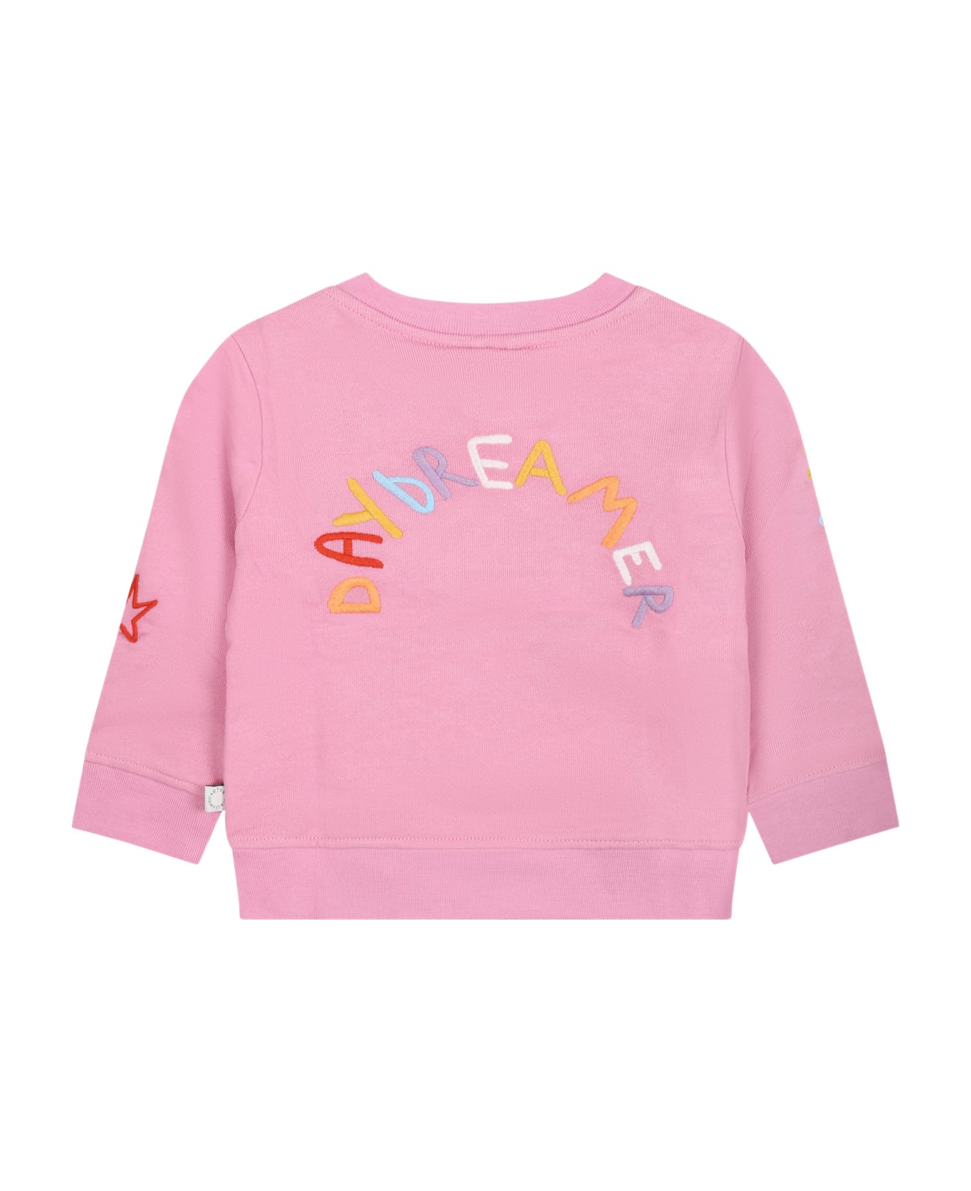 Stella McCartney Kids Pink Sweatshirt For Baby Girl With All-over Multicolor Embroidery - Pink