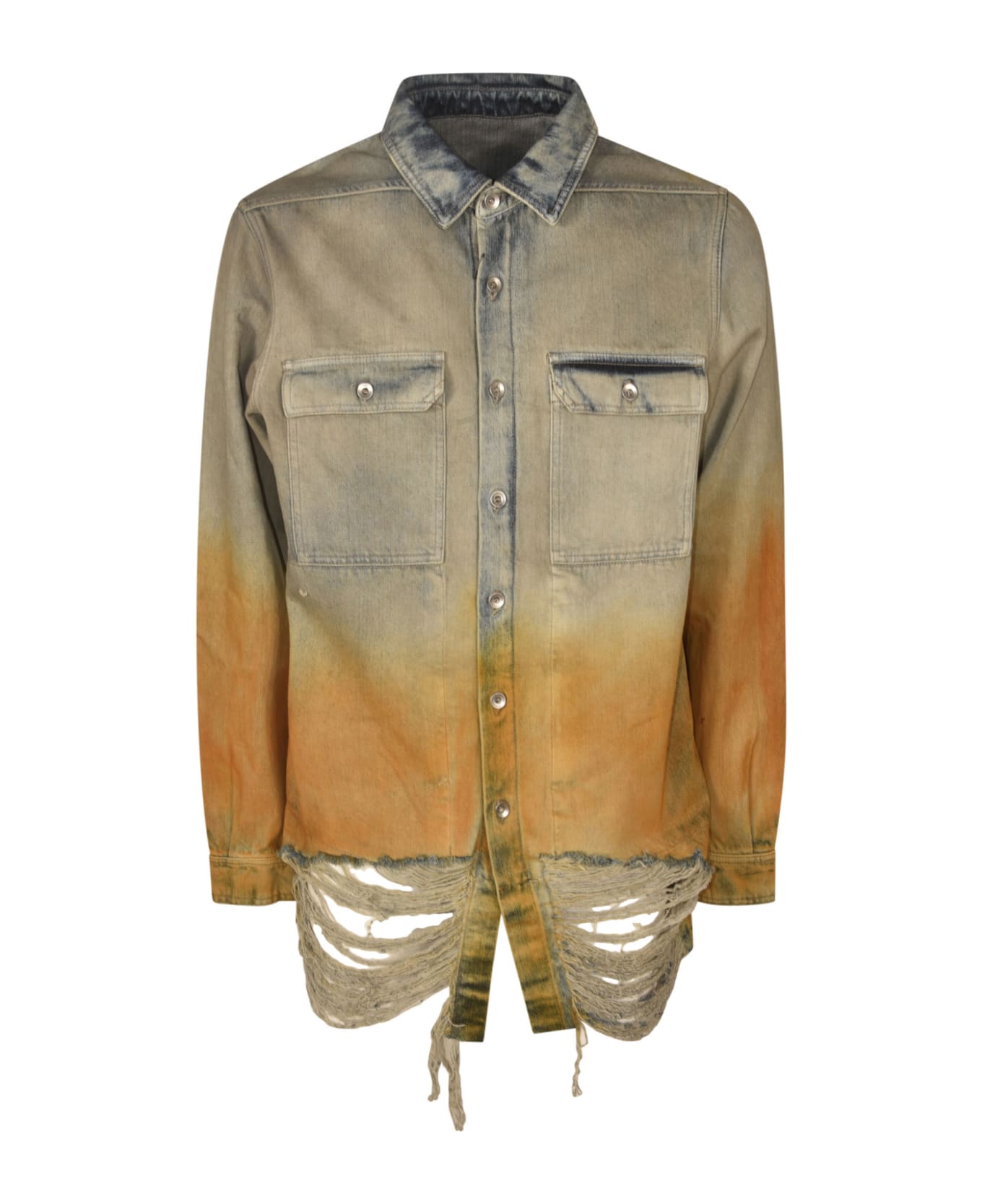 Rick Owens Vintage Effect Distressed Denim Jacket - Multicolor