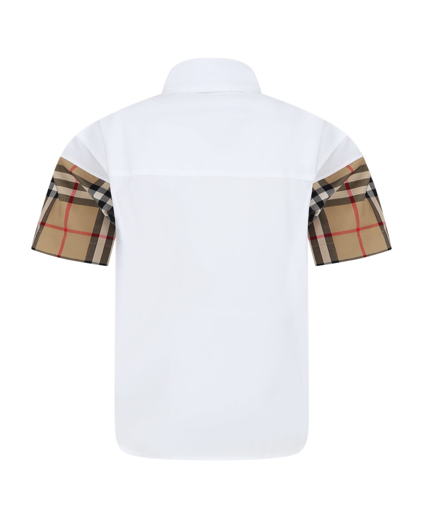 Burberry White Shirt For Boy With Iconic Vintage Check - White